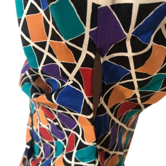 Vintage Charles Bianco 100% midi dress in geometric pattern - Picture 8 of 14